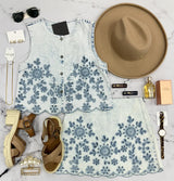 HARMONY ACID WASH BUTTON UP VEST TOP