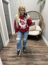 MAROON LUCK CREW SWEATSHIRTS
