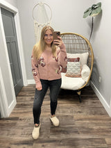 STEPHANIE MAUVE FLORAL BUTTON FRONT CARDIGAN TOP