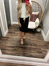 BLACK DRAWSTRING SKIRT