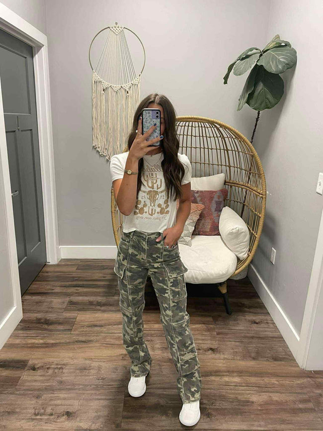 TRACEY CAMO CARGO HIGH RISE DENIM