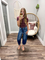 BRITT WASHED BERRY RIBBED TOP