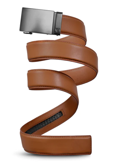 MENS GUN METAL LIGHT BROWN MISSION BELT