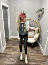 JAYLIE JADE TIE FRONT TEXTURE SWEATER VEST