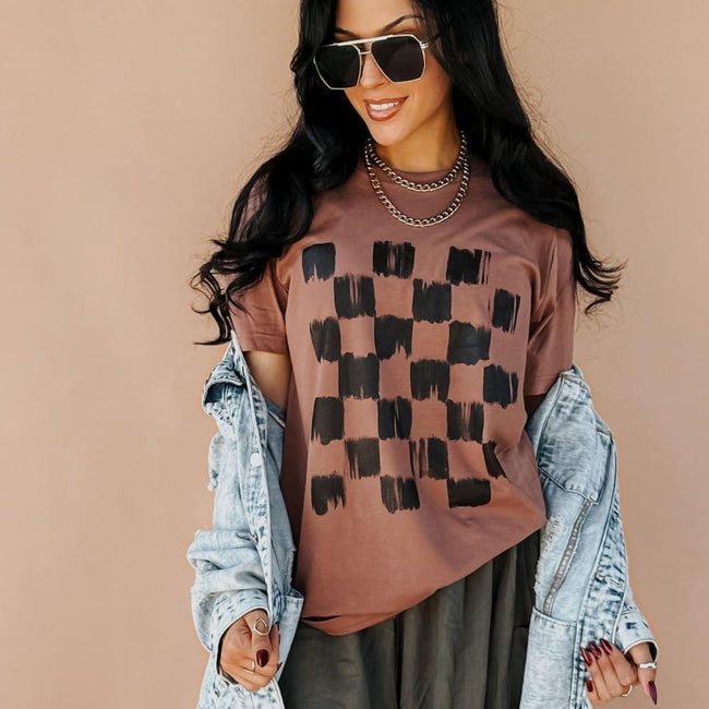 COCO CHECKERED GRAPHIC TEE