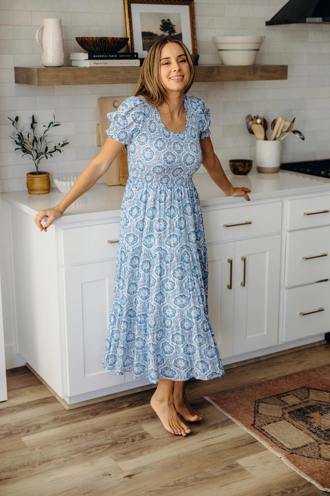 THE MCCALL IN PERIWINKLE MIDI DRESS