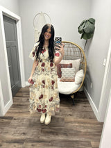 VIVIAN MESH FLORAL EMBROIDERED DRESS