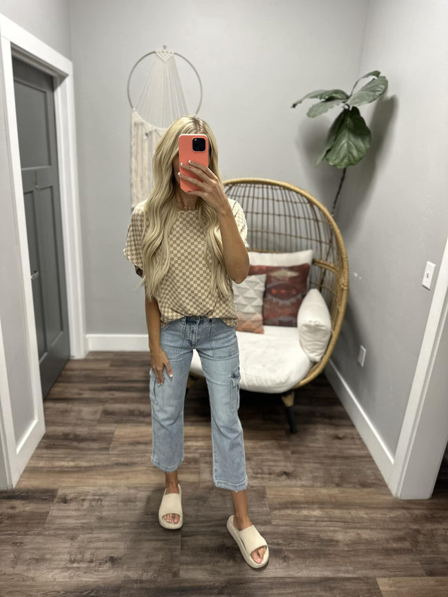 DIXIE HIGH RISE CARGO STRAIGHT LEG JEANS