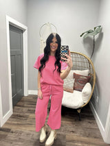 STOCKTON HOT PINK TEXTURED SET