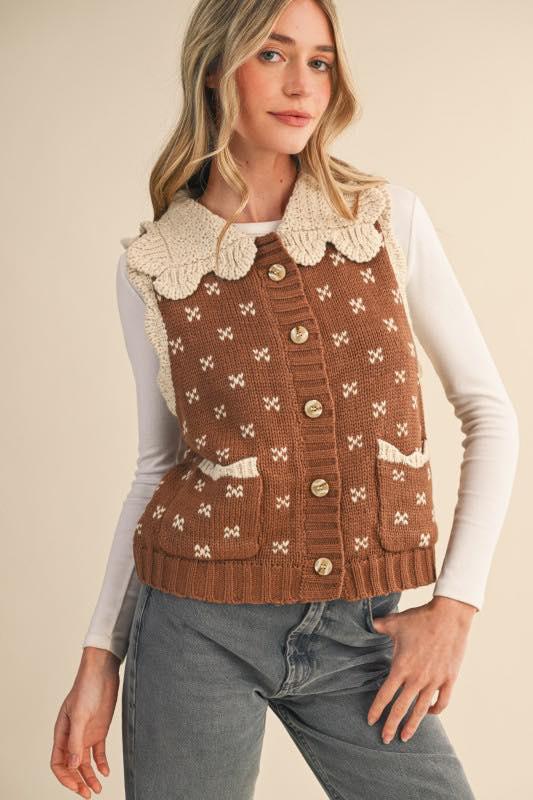 TRINITY COCO PRINT SWEATER VEST TOP