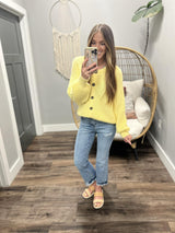 BRAILEE BUTTER YELLOW BUTTON FRONT CARDIGAN