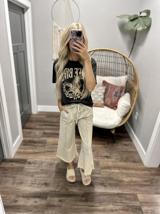 LONDON TAUPE WASHED WIDE LEG PANT