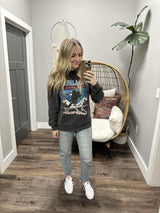 BLACK WASHED TELLURIDE PULLOVER CREW SWEATER