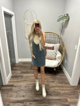 CAMDEN SLATE BLUE CORDED OVERALL DRESS