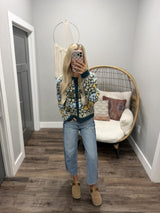MYLEE FOREST AND MUSTARD FLORAL CARDIGAN TOP