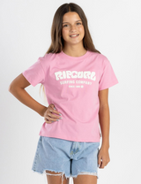 GIRLS PINK SURF PUFF RELAXED GRAPHIC TEE