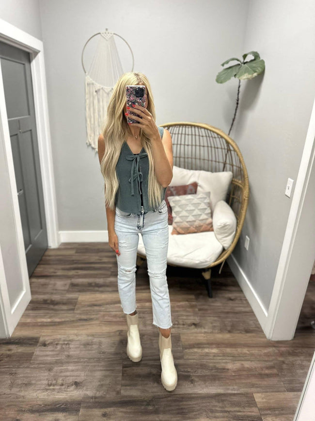 JAYLIE JADE TIE FRONT SWEATER VEST