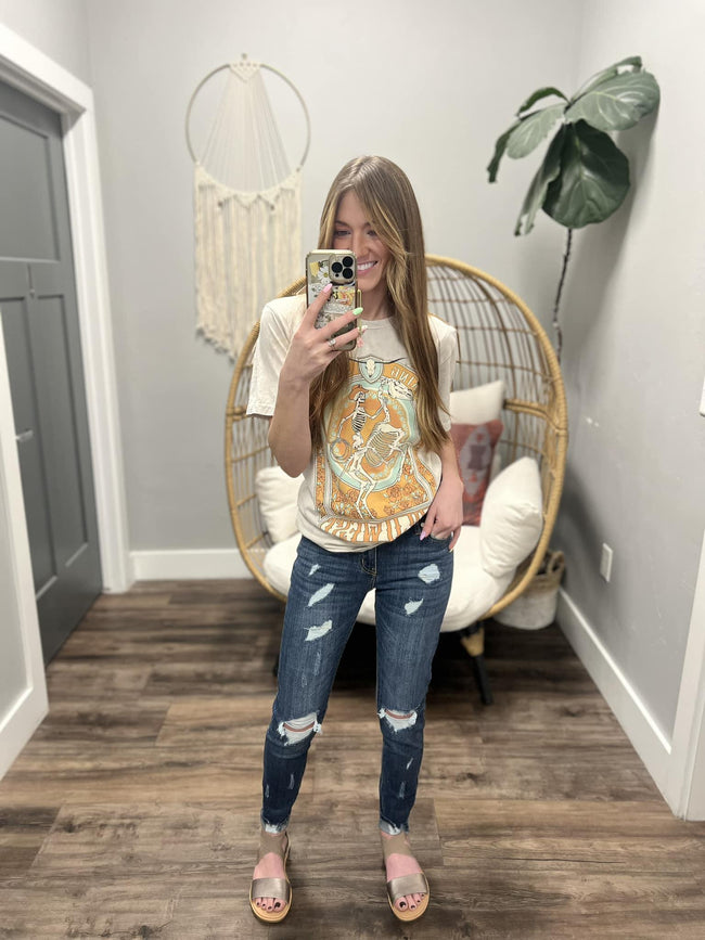 STONE WASHED BUCKING BRONCO TEE