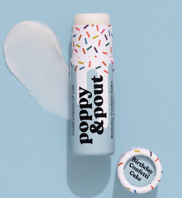 POPPY & POUT BLUE BIRTHDAY CONFETTI CAKE CHAPSTICK