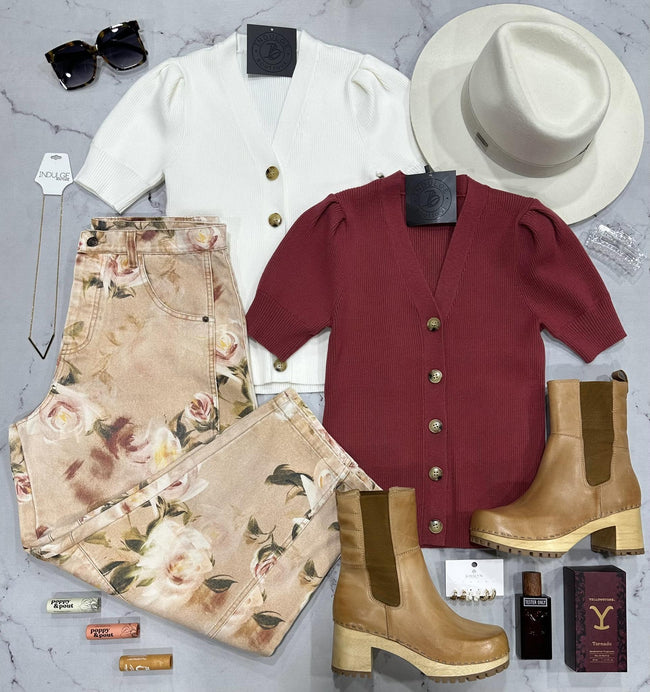 WHITE SHORT SLEEVE BUTTON FRONT CARDIGAN TOP