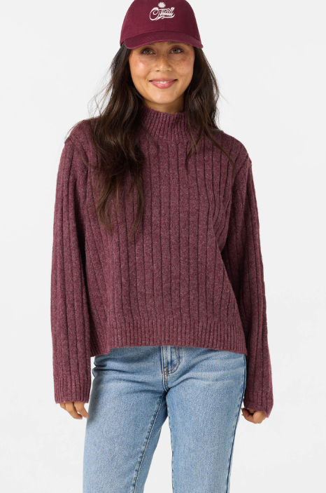 ONEILL CYPRESS MOCKNECK SWEATER IN FIG