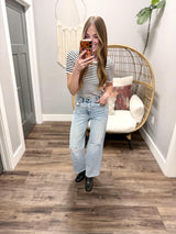 DONNA NAVY STRIPE SHORT TEE