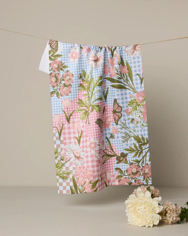 GEOMETRY TEA TOWEL FLORAL COLLAGE