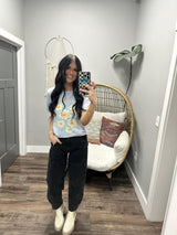 BLUE WASHED LIVE LIFE IN FULL BLOOM GRAPHIC TEE