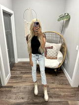 ALYSSA BLACK MESH SHORT SLEEVE TOP
