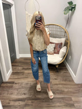 LINDA KHAKI POCKET BUTTON UP BLOUSE TOP