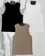 WHITE RIBBED BRAMI TANK