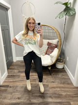 WHITE SUN FLOWER GRAPHIC TEE