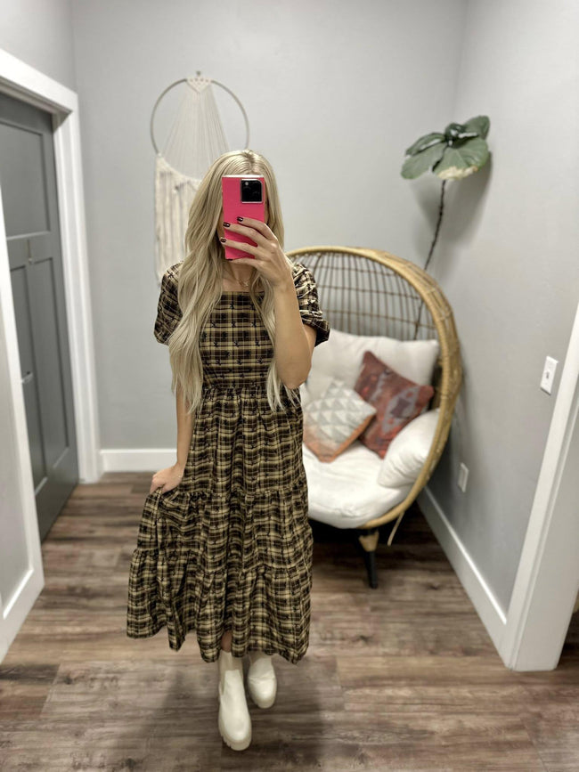 THE JULES GINGHAM BOW PRINT MIDI DRESS