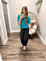 HAVEN JADE STITCH DETAIL KNIT SHORT SLEEVE TOP