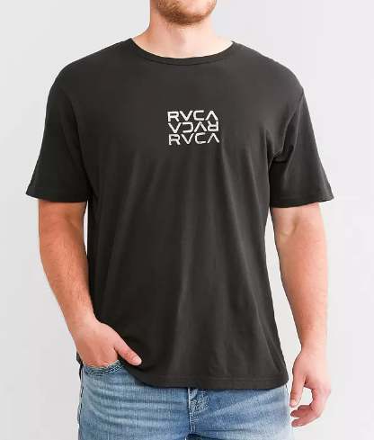 MENS RVCA THREE STACKS SHORT SLEEVE TEE