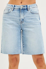KRISTY HIGH RISE LIGHT WASH BERMUDA SHORTS