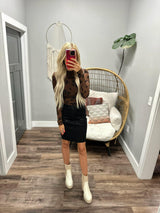 ERIN BLACK COATED KNEE LEGNTH SKIRT