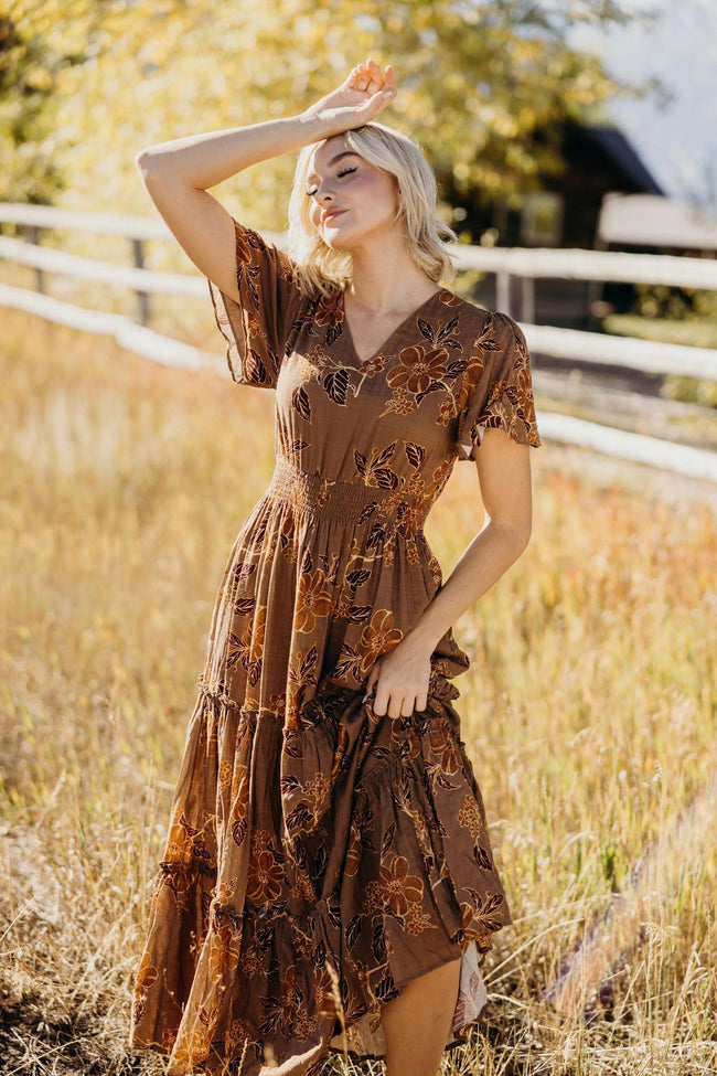 THE EDEN WESTERN MARIGOLD MIDI DRESS