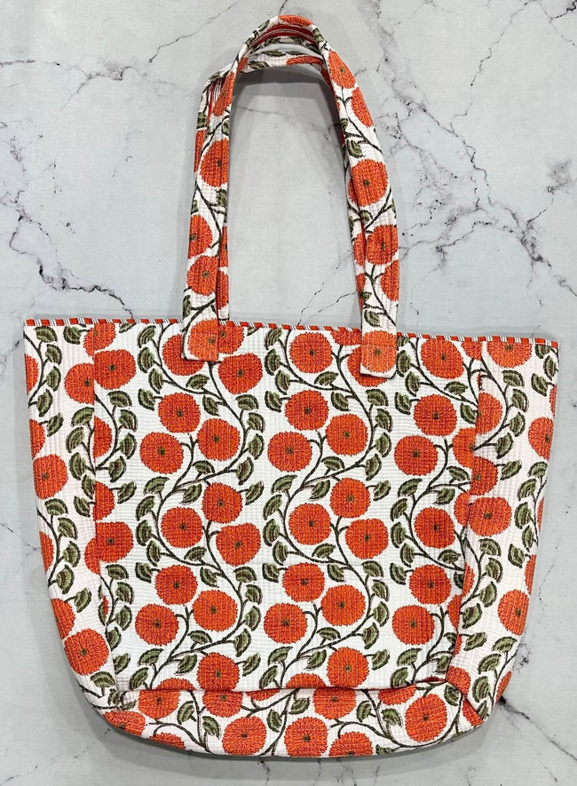 TANGERINE FLORAL TOTE BAG