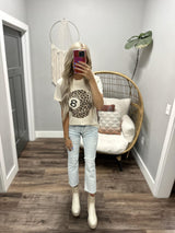 CREAM LEOPARD 8 BALL GRAPHIC TEE