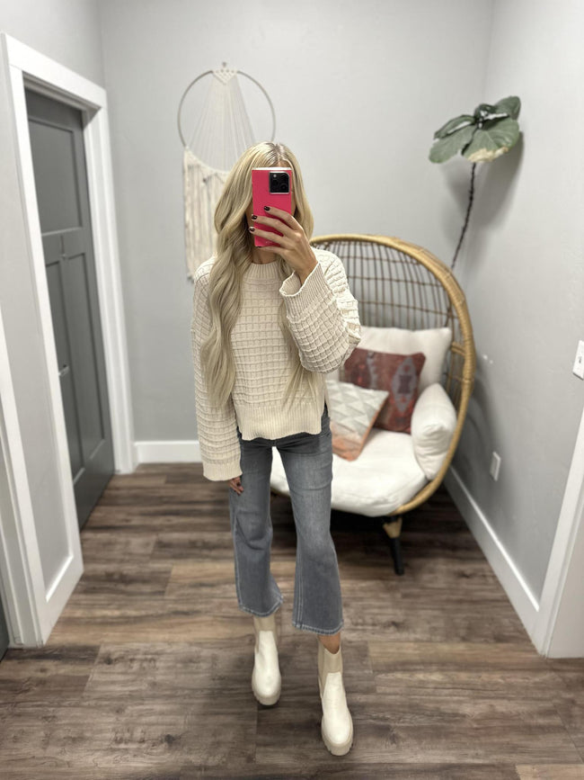 CLAUDIA ECRU KNIT SWEATER TOP