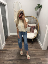 DESTINY OPEN KNIT CROCHET SHORT SLEEVE TOP
