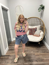 NAVY STARS DRAWSTRING LOUNGE SHORTS