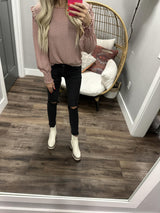 GOING WITH THE WIND PLAID LONG SLEEVE BLOUSE