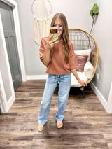 TONI RUST SHORT SLEEVE SWEATER TOP