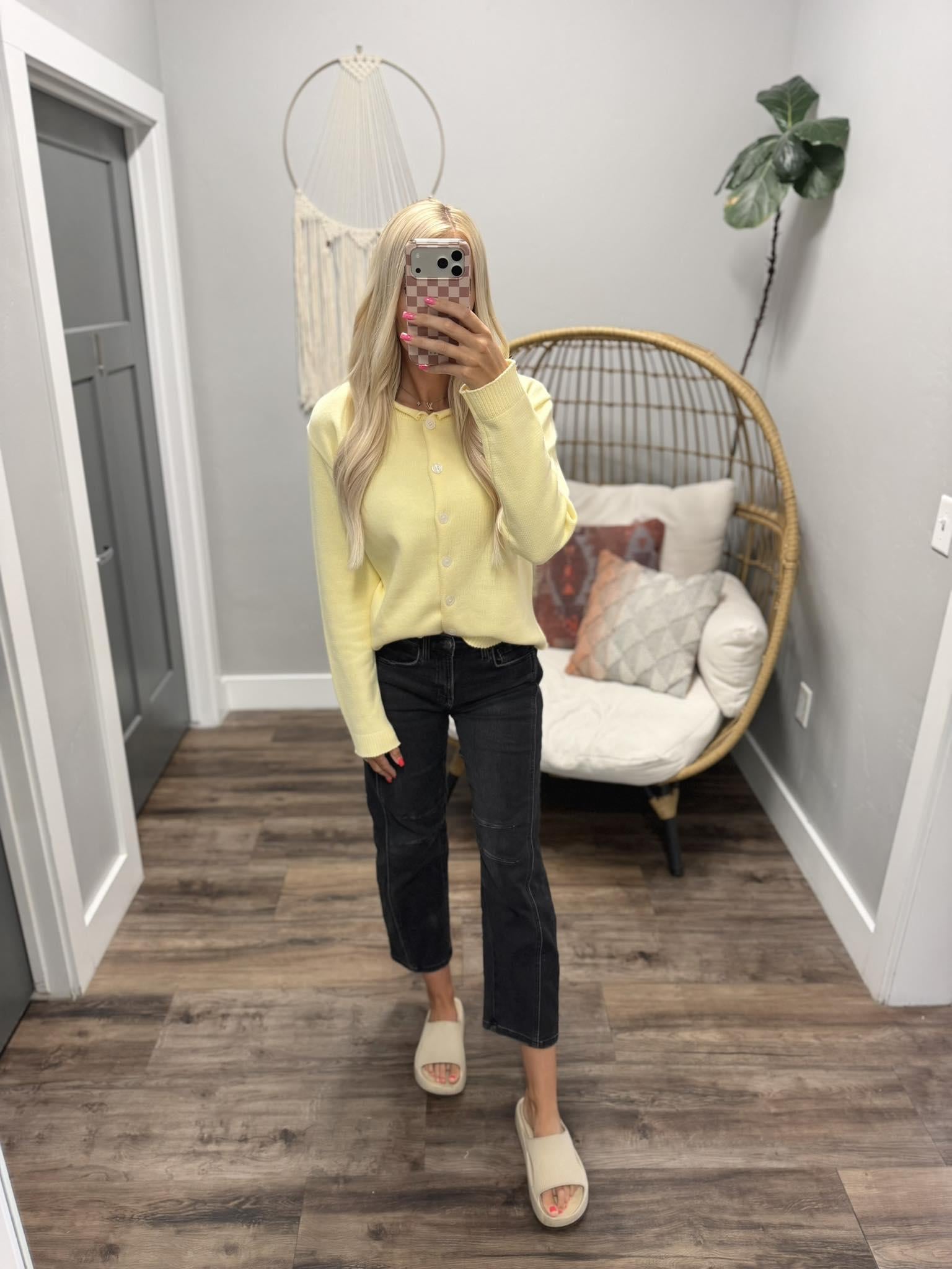 JONNIE PALE YELLOW CARDIGAN TOP