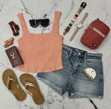 ONEILL CORAL HAZE VANESSA SOLID RIBBED TANK