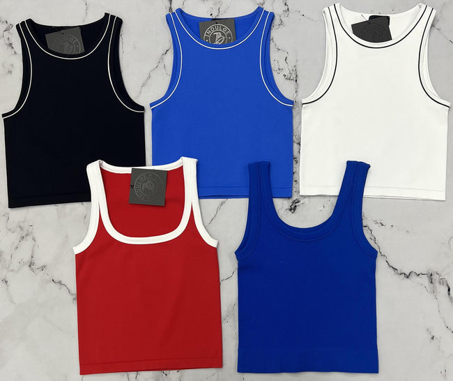 WHO AM I RIBBED BLACK RINGER TANK