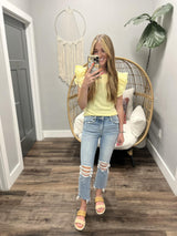 SCARLETTE BANANA CREAM RUFFLE SLEEVE BLOUSE