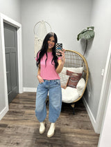 TINA PINK SUMMER STRIPE SHORT SLEEVE